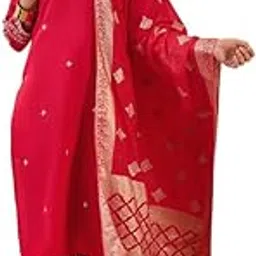 leeza store Women's Roman Silk Kurti Pant Dupatta Set for Women | Golden Thread Work Neck & Ethnic Motifs | Elegant Kurta Pant Dupatta Set Set | Size M to 2XL - LZCLTPLT-8506-picture-51