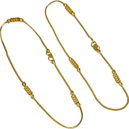 kollam supreme Cylindrical Design Delicate Gold Plated Anklets-picture-38