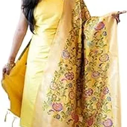 Women's Printed 2.40 mtr Banarasi Art Silk Meenakari Floral Jaal Dupatta-picture-54