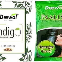 Deewal Palina Herbal Mehndi & Indigo Powder Combo - 100% Natural Organic Hair Color | Allergy-Free, Chemical-Free | Rich Long-Lasting Shades | Natural leaves powder-picture-10