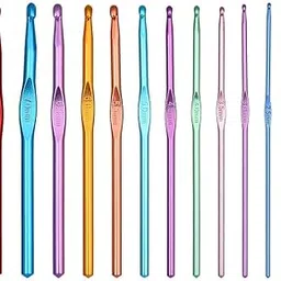 Saransh Megamart Needles Hook Set 12 Pcs /Aluminum Crochet Hooks Knitting Needles / Aluminium Needles Hook for Sewing Craft Sweater Woolen Cloth (12 Pcs Multicolor) (Size from 2.0mm to 8.0mm)-image-28