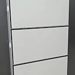 Royal Aluminium Premium Shoe Rack with Dual Lock | 3 Door Wall Mounted | Shoes Cabinet for Home & Office Purpose | Space Saving Sandal Chappal Organizer Stand (White & Black) image 1