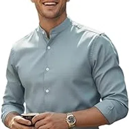 s-line Men's Regular Fit Solid Soft Touch Cotton Casual Shirt with Mandarin Collar & Full Sleeves-picture-39