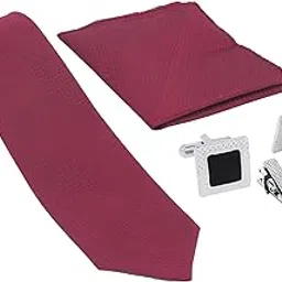 zitti Italian Silk Tie Pocket Square Set with Square Brass Cufflinks & Silver-Black Enamel Checkered Tie Pin | Premium Combo in Leather Box for Men – Formal Gift Set TP-8-picture-52