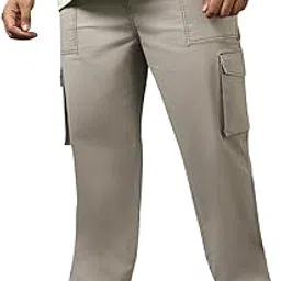 Men's Loose Fit Mid Rise Cotton Blend Solid Oversized Fit Trousers-image-10