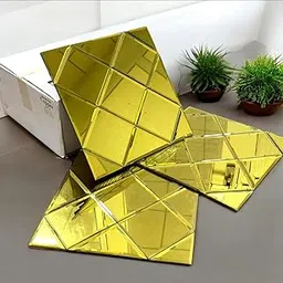 Exclusive Glass Mosaic Tile for Walls Self Adhesive (1 by 1 Feet) (Gold)-picture-37