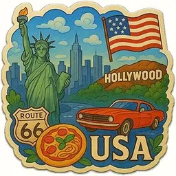 Deep Print Acrylic Fridge Magnet Country Theme with Sparkle Effect | Decorative Souvenir Magnet for Refrigerator | Unique Travel Gift (USA)-image-0