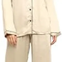 shopbloom Pure Cotton Red Modal Satin with Purple Piping Long Sleeve Women's Night Suit | Lightweight & Breathable Nightwear Pyjamaset for Girls & Ladies-picture-15