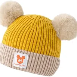 topibaaz Baby Boys Girls Winter Knit Cap Hat Soft Fleece Velvet Fur Ear Flap Woolen Hat | Skull Beanie Unisex Kids Winter Hat(3 Months - 3 Years)-picture-51