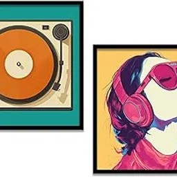 Kotart Music Wall Art Painting | Modern Wall Frames For Home Décor Office Living Room |Poster With Frame Wall Decoration Painting | Premium Art Framed Wall Painting With Frames For Home Décor | Set of 2 (Art 3, ( 8X8 inch ), Framed)-image-73