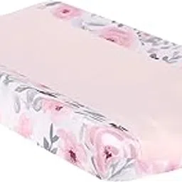 Bedtime Originals Blossom Watercolor Floral Changing Pad Cover - Pink/Gray-image-4