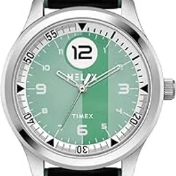 helix by Timex Analog Watch for Man with Green Round Dial & Black Leather Strap Band Water Resistant Men's Wrist Watches - TW043HG25-picture-20