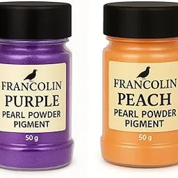 Francolin | Purple & Peach | Mica/Pearl Powder Pigment | Non Toxic | Vibrant Metallic Glowing | for Soap, Epoxy Resin, Painting, Nail Art & Craft, Cosmetic, Slime | 50g*2-image-46