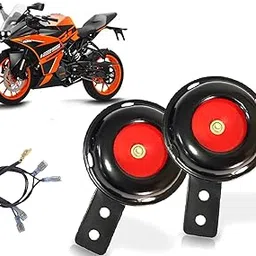 Auto Pearl 12V 110dB 3A Motorcycle Loud Tone Sound Loud Horn Fits Moped Scooter Electric Bike Black-Red with wiring compatible with RC 125 (Pack of 2)-picture-15