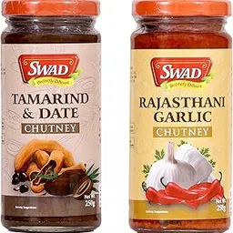 SWAD Pack of Rajasthani Garlic Chutney 250g | Tamarind & Date Chutney 300g Pack of 2-picture-42