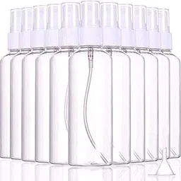 SHREE MAHA 100ml Empty Plastic Transparent Refillable Fine Mist Spray Bottle for hand sanitizer,Perfume, Lotion, Oil, Travel | Costemic Use etc (Pack of 10PCS)-picture-13