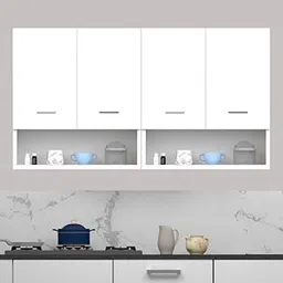 DIVYSA 4 Door Multipurpose Wall Mounted Cabinet with Open Shelf | Storage for Kitchen, Bathroom, Office & Living Room | Assembly-DIY Do-It-Yourself | Color-White | Size-120x30x60-picture-15