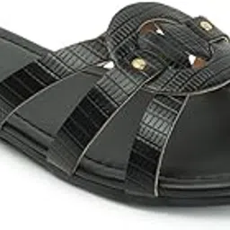 carlton london women's Textured Comfortable Fashionable Slip On Flat Sandals-picture-20