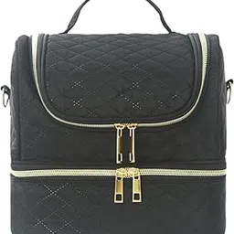 2 Tier Nail Polish Storage Bag Travel Carrying Bag for Wedding Business Trip Black-picture-52