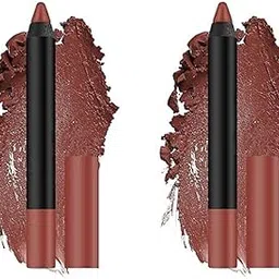 Premium Bliss Matte Lipstick – Lightweight & Long-Lasting Nude Coffee Shade (Set of 2, 12ml Total) – Smudge-Proof, Waterproof, Non-Drying, Soft Matte Finish, Comfortable Wear-image-48