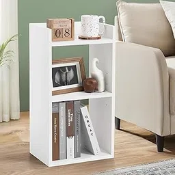 ABOUT SPACE Side Table - Bed Side Tables for Bed Room with 2 Adjustable Shelves | DIY Engineered Wood Night Stand with Storage, Open Display End Table for Home Office(L 33 x B 24 x H 61.5 cm - White)-image-40