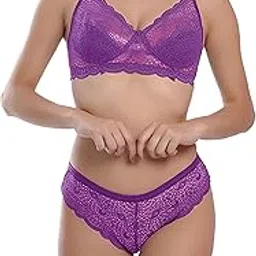 fims - fashion is my style Cotton Lycra Net Bra Panty Set for Women, Non-Padded, Non-Wired, Seamed, Floral Print, Multi-Color, Cup-B, See Main Image to Check How Many Sets You Will Get-picture-35