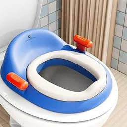 StarAndDaisy Baby Potty Seat for 1-5 Years/Potty Training Seat for Kids Seat with Splash Guard/Toilet Seat for kids with Comfortable Cushion & Secure Handles - Blue.-picture-30