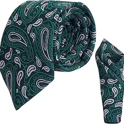 calixto Men's Microfibre Italian, Floral Printed Necktie Tie With Pocket Square (Leatharite Gift Box) (Pack of 2) image 1