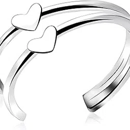 via mazzini 92.5-925 Sterling Silver 'Hearts in Harmony' Clip-On Non-Pierced Twin Wire Look Nose Ring For Women And Girls Pure Silver (NR05164) 1 Pc-picture-37