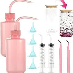 10 Pcs Snow Globe Tumbler Supplies for Glitter,Snow Globe Tumbler DIY Kit Snow Globe DIY Contains Plastic Squeeze Bottle Small Funnel Tweezers Bent Syringe for DIY Glitter Snow Globe Tumbler Craft-image-1