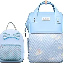 POLKA TOTS MamaMini Luxe Duo Diaper Backpack with Baby Bag- Diaper Bag Combo for Moms- Spacious Storage of 15 Pockets, Insulated Bottle Holder, Water-Resistant Fabric, 0-3 Year (Blue, 65X35X12cm)-image-88