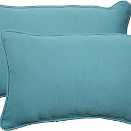 Pillow Perfect Indoor/Outdoor Forsyth Corded Rectangular Throw Pillow, Turquoise, Set of 2-picture-18