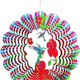EVERMALL Hummingbird Garden Wind Spinners Outdoor Metal Large| 3D Bird Big Spinner| Bird Hanging Spinner Indoor Yard Decoration| Hanging Wind Spinners| Stainless Steel Wind Spinners-picture-15
