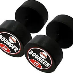 Gym Hero Bouncer Dumbbell 10kg Set / 10kg 2 pcs / Home Gym Kit Dumbbells Pair / Dambal For Beginners And Advance user / Professional Rubber Fixed Weight Gym Dumbles / Pack Of 2 (20kg),black-image-68