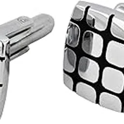 Unique Men Jewelry Silver Plated Black Enamel Square Shape Sleeve Button Formal Cuff Button Wedding Shirt Button, Suit, Blazer Cufflinks Pair Gift Set for Men (305-CHC4-1009-S)-image-86