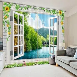 SAI INDER KALA® 2Pcs Landscape Scenery Window Door Curtains Blinds 3D Printed Decoration 13# (A_1716-picture-22
