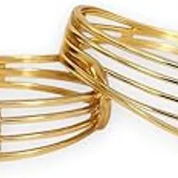 accessher Gold-Plated Texture Handcrafted Bangles Set | Antique Kada Bangle Jewellery with American Diamond Detailing | Stylish Jewellery for Women & Girls (Set of 2)-picture-39