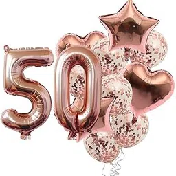 Pop The Party Nylon 50Th Number Balloon With 50 Digit Balloon For Including Star, Heart And Confetti Balloons, Multicolor, 14 Pcs-picture-65