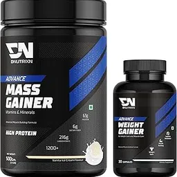 DNUTRIXN Advance Mass Gainer + Weight Gainer 30N (500GM, Vanilla Ice-Cream)-picture-16