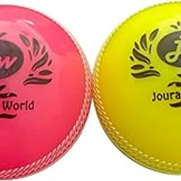 Joura's World Heavy Cricket Ball - Size: Standard (Pack of 2, Fluorescent Yellow,Pink) with White Strip Line-image-27