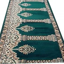 RUBI RUGS Mehrab Design Washable Janamaz Prayer Carpets Runner Rolls for Masjid (Mosque) with 0.5 Inch Pile Height 4 X 100 Feet Burgundy Multi-picture-50