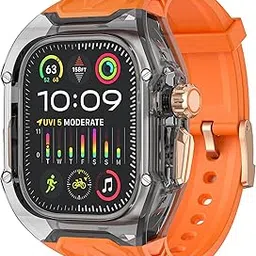 Clear Heavy Duty Watch Strap Case Compatible for Apple Watch Ultra/ultra2 | Black/Orange | 49mm-picture-59