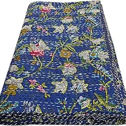 Handicraft Cotton Handmade Kantha Kantha Quilt Kantha Bed Cover Bedspread Kantha Blanket Throw-03 (Twin, 60x90 Inches, Single Bed)-picture-24