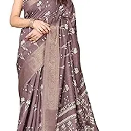 mirchi fashion Women's Silk Blend Block Printed Saree with Blouse Piece-picture-24