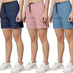 runk Women's Cotton Printed Regular Shorts - Pack of 3||Short Nightwear(Multicolour)-picture-39