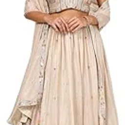 soch Womens Beige Chinon Blend Embroidered Ghagra Choli With Sequins-picture-16