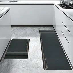 Anti Fatigue Kitchen Rug Sets 2 Piece Charcoal Grey Non Slip Kitchen Mats for Floor Cushioned Kitchen Rugs & Mats Waterproof Comfort Standing Mat Runner for Kitchen-image-21