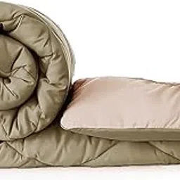 Praiso Home 220GSM Reversible Microfiber Solid Comforter | Lightweight, Ultra-Soft, All-Season Duvet/Quilt/Blanket (Walnut & Sandy Beige, Single)-picture-17