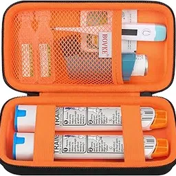 BOVKE EpiPen Carrying Medical Case, Diabetic Supplies Holder for 2 Epi Pens, Auvi Q Injectors, Epi Trainer, Inhaler, Nasal Spray, Allergy Meds Emergency Use, Black-picture-24