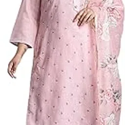 indo era Women's Linen Ethnic Motifs Embroidered Straight Kurta & Pant With Dupatta Set (PS9KH9800)-picture-12